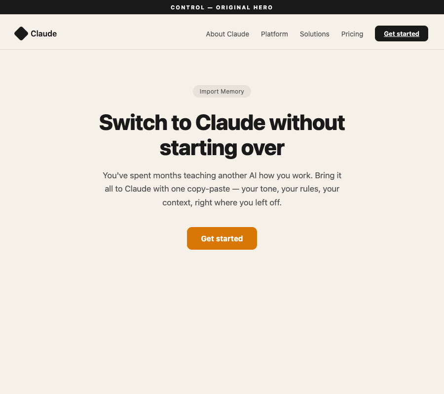 Control hero section