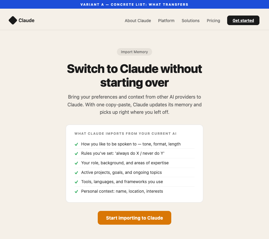 Variant A hero section